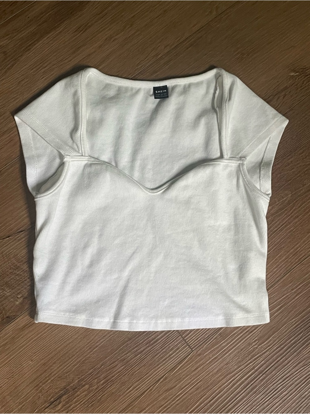 White Ribbed Sweetheart Crop Top